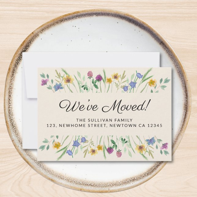 Anúncio de Mudança Floral Mini Carta (Criador carregado)