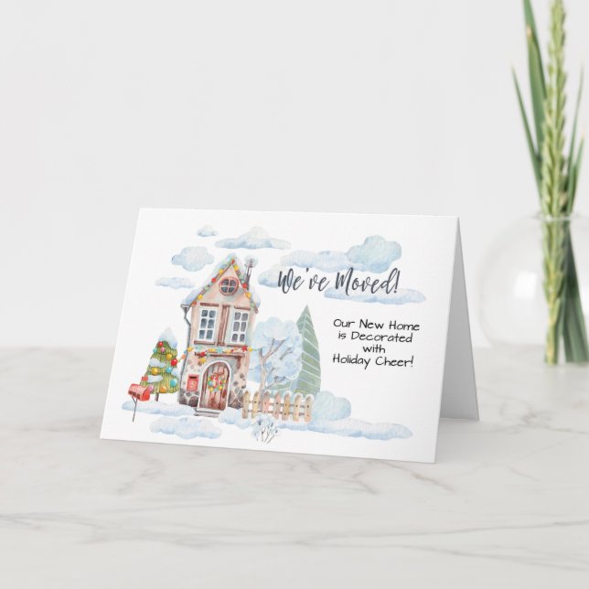 Anúncio de Mudança Fofo Natal Aquarela (Frente)