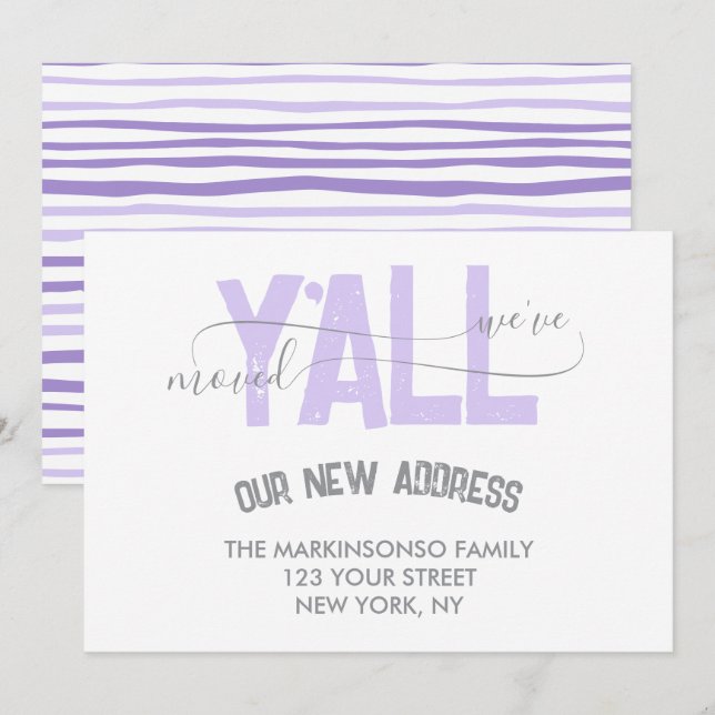 Anúncio de Mudança Lilac We Moved Y'all (Frente/Verso)