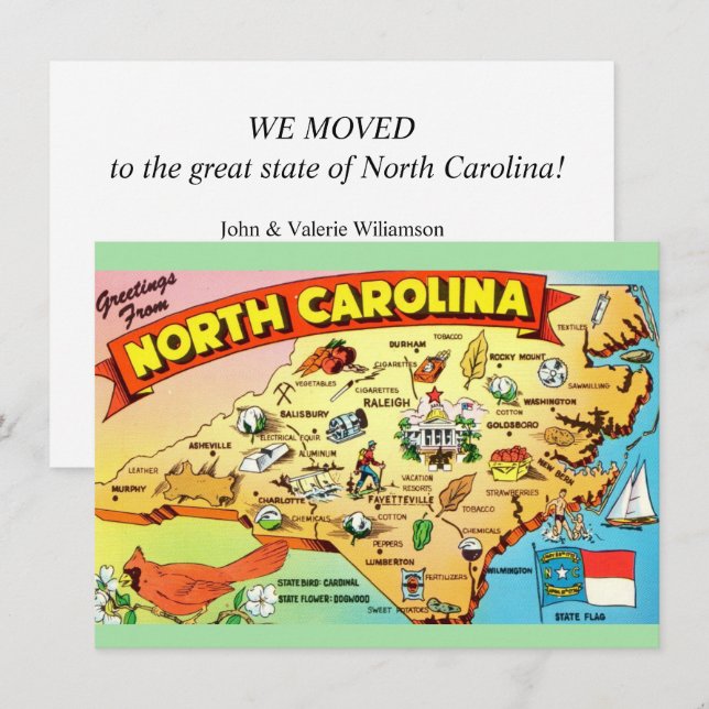 Anúncio de Mudança Mapa da Carolina do Norte (Frente/Verso)