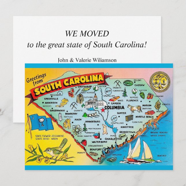 Anúncio de Mudança Mapa da Carolina do Sul (Frente/Verso)