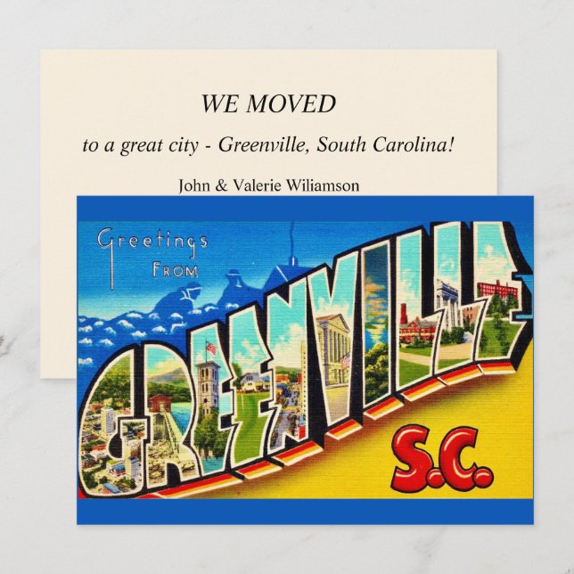 Anúncio de Mudança Mapa de Greenville SC (Frente/Verso)