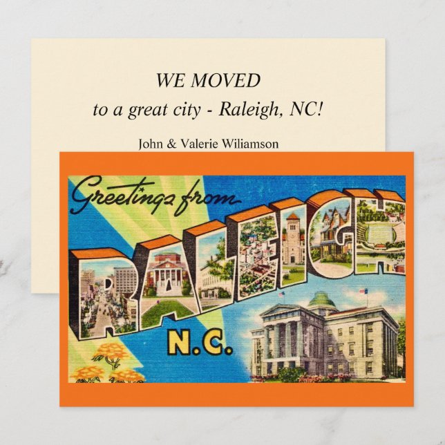 Anúncio de Mudança Mapa de Raleigh NC (Frente/Verso)