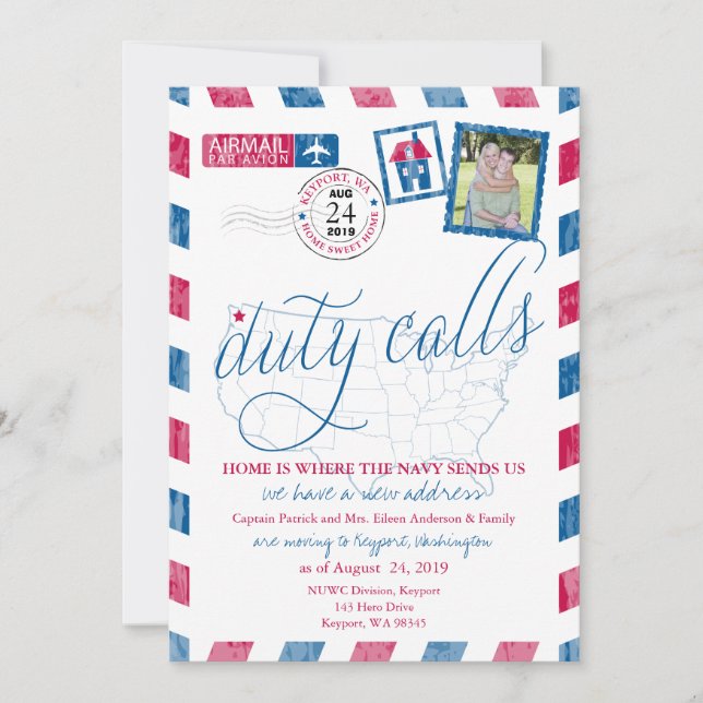 Anúncio de Mudança Militar Antiga por Via Aérea (Frente)