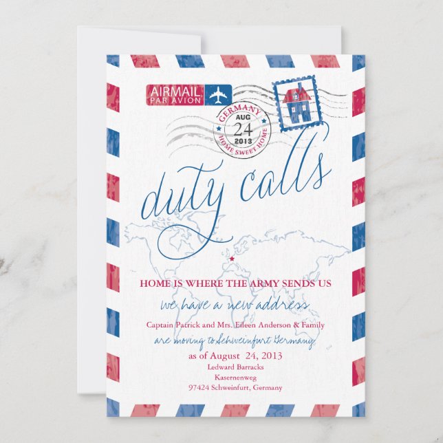 Anúncio de Mudança Militar Antiga por Via Aérea (Frente)