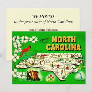 Anúncio de mudança na Carolina do Norte retrô