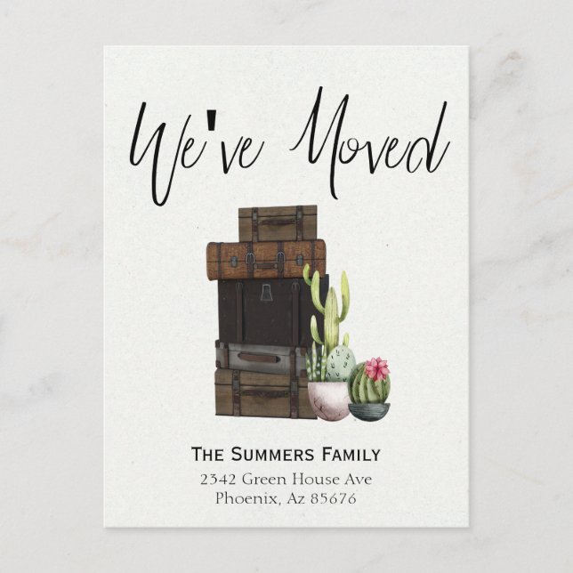 Anúncio de Mudança Nós nos mudamos Mala Cactus (Frente)