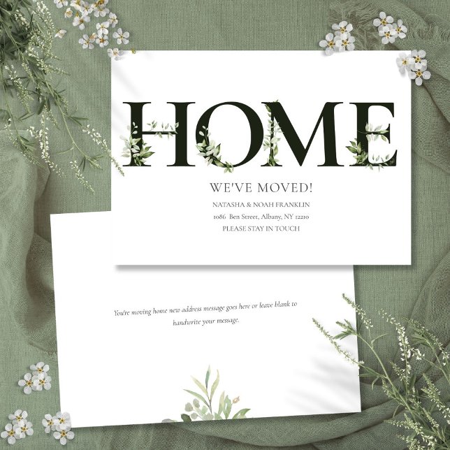 Anúncio de Mudança para Lar com Vegetação Elegante (Elegant Greenery Home Moving Announcement)