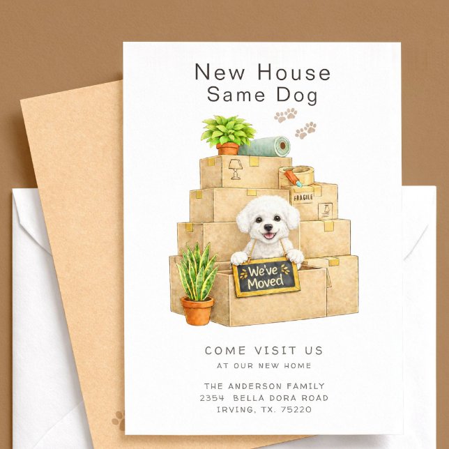 Anúncio de Mudança para Nova Casa do Bichon Frise (Criador carregado)