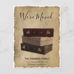 Anúncio de mudança retrô Nós nos mudamos Malas