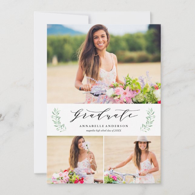 Anúncio de Múltiplas Fotos de Formatura com Louros (Frente)