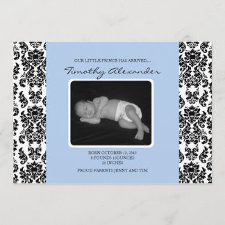Anúncio de Nascimento Azul Damask