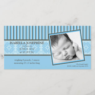 Anúncio de Nascimento Azul Damask & Stripes