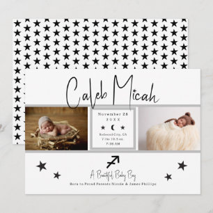 Anúncio de Nascimento Bebê Foto Estrelas de Sagitá