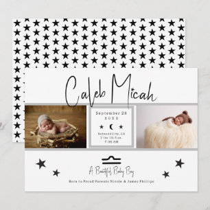 Anúncio de Nascimento Bebê Foto Libra Stars