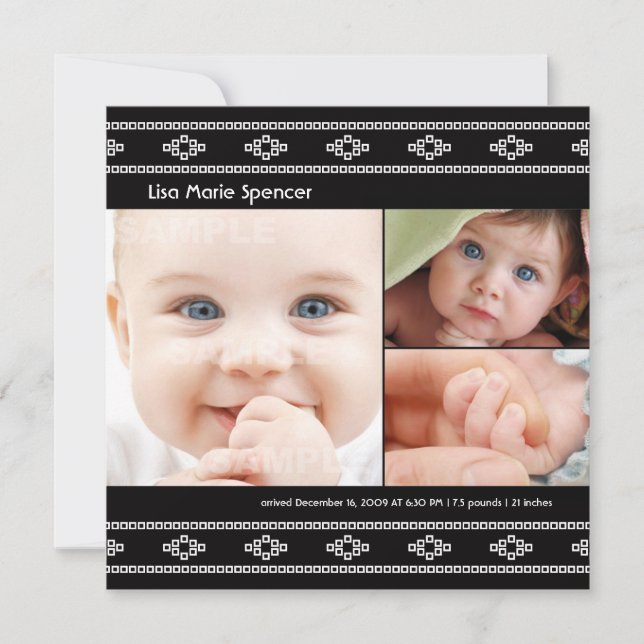 Anúncio de Nascimento Bebê Preto Bandhini Foto (Frente)