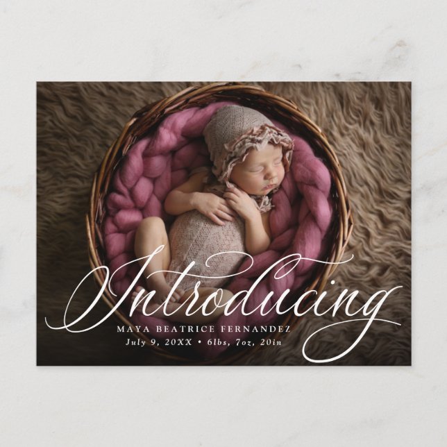 Anúncio de nascimento clássico com uma foto em scr (Frente)