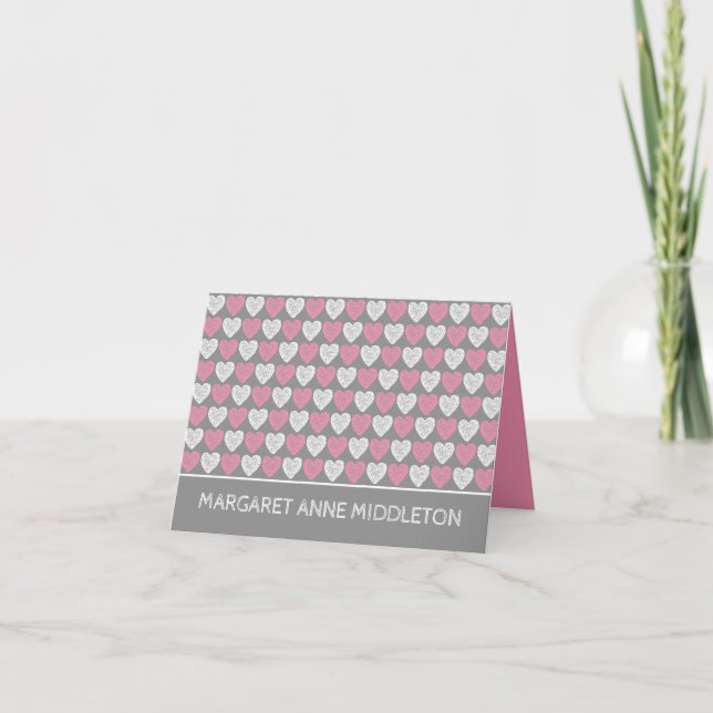 Anúncio de Nascimento com Corações Rosa e Branco e (Frente)