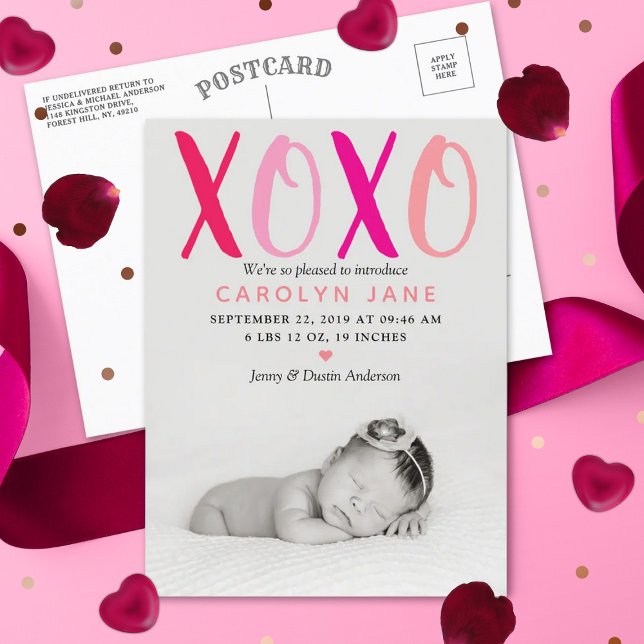 Anúncio de Nascimento com Foto Abraços e Beijos (X (Criador carregado)