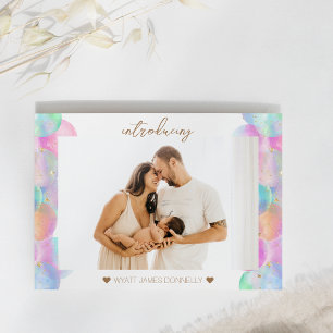 Anúncio de Nascimento com Foto de Bolhas de Arco-Í