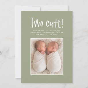 Anúncio de nascimento com foto de gêmeos minimalis
