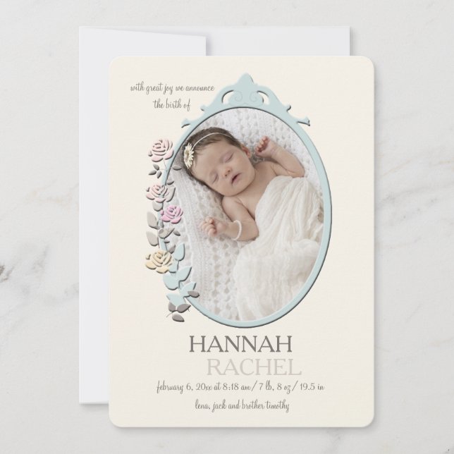 Anúncio de Nascimento com Foto de Reflexão Doce (Frente)