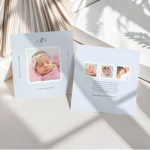 Anúncio de Nascimento com Foto e Monograma Moderno