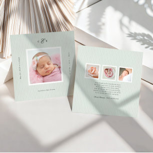 Anúncio de Nascimento com Foto e Monograma Moderno