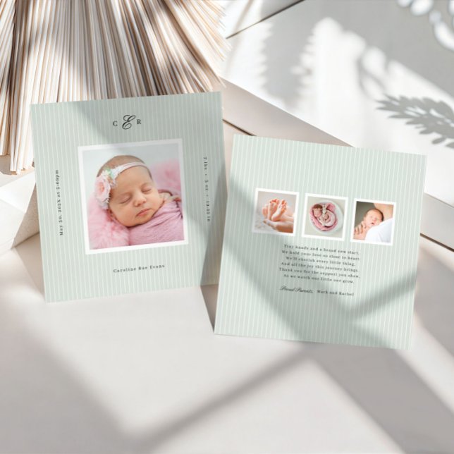 Anúncio de Nascimento com Foto e Monograma Moderno (Criador carregado)