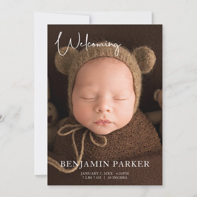 Anúncio de Nascimento com Foto Neutra e Letra (Frente)