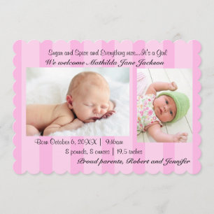 Anúncio de Nascimento da Bebê Açúcar e Especiaria