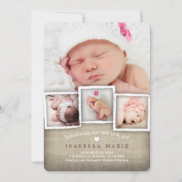 Anúncio de Nascimento da Bebê Burlap Country Sweet