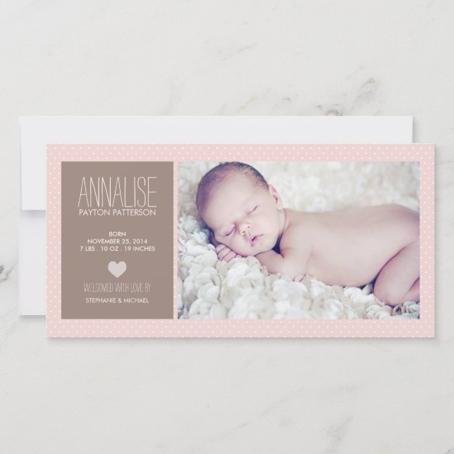 Anúncio de Nascimento da Bebê Fotográfica de Momen (Frente)