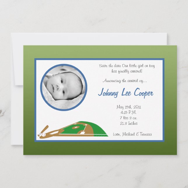 Anúncio de nascimento da Bola de Esportes de Base  (Frente)