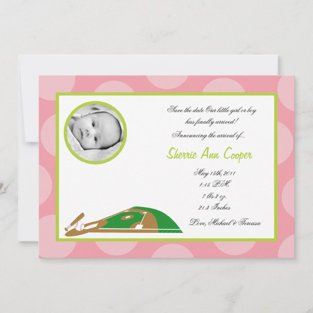 Anúncio de Nascimento da Bola Soft Sports 5x7 FOTO (Frente)