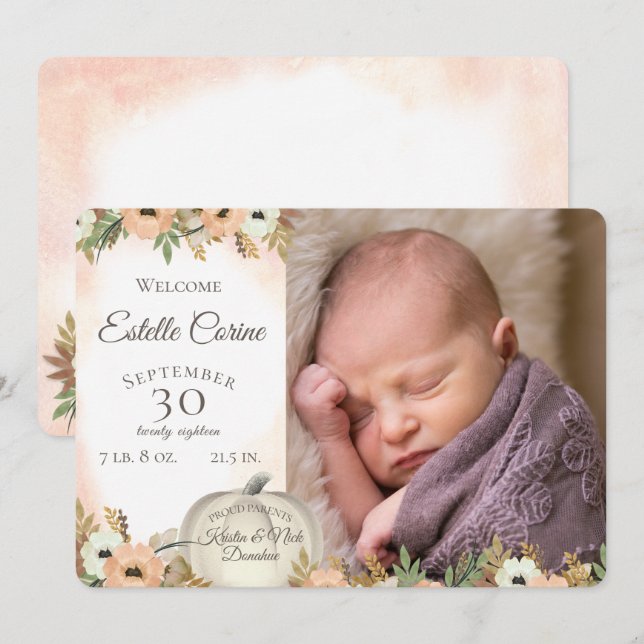 Anúncio de Nascimento da Bomba e Obrigado (Frente/Verso)