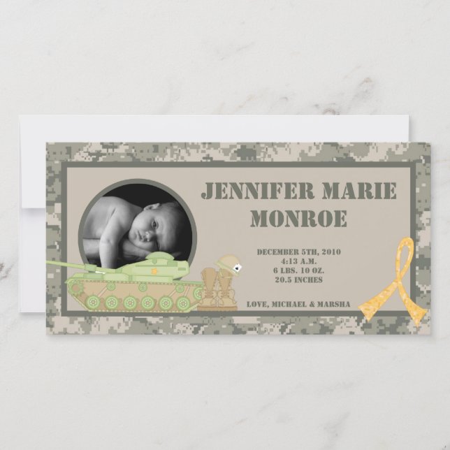 Anúncio de nascimento da Camoflauge ARMY ACU 4x8 (Frente)