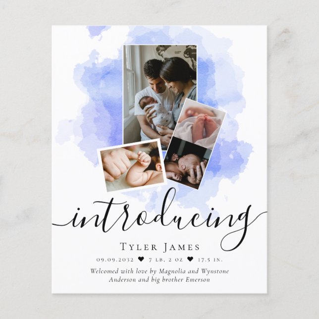 Anúncio de nascimento da Colagem de Fotos do ORÇAM (Frente)