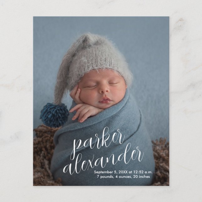 Anúncio de Nascimento da Colagem de Fotos Elegante (Frente)