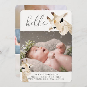 Anúncio de nascimento da Colagem de Fotos Giraffe