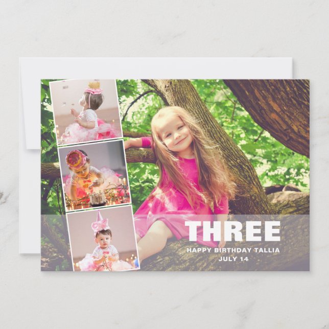 Anúncio de Nascimento da Colagem de Fotos PINK Ani (Frente)