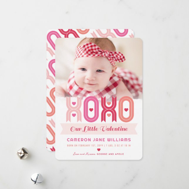 Anúncio de nascimento da Dia de os namorados XOXO (Frente/Verso In Situ)