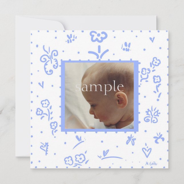 Anúncio de Nascimento da Flor Azul Pálido (Frente)