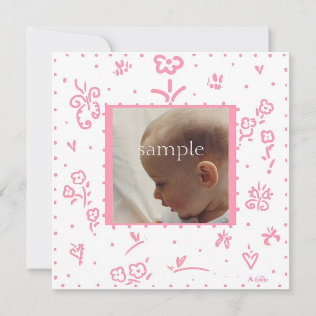 Anúncio de Nascimento da Flor Rosa (Frente)