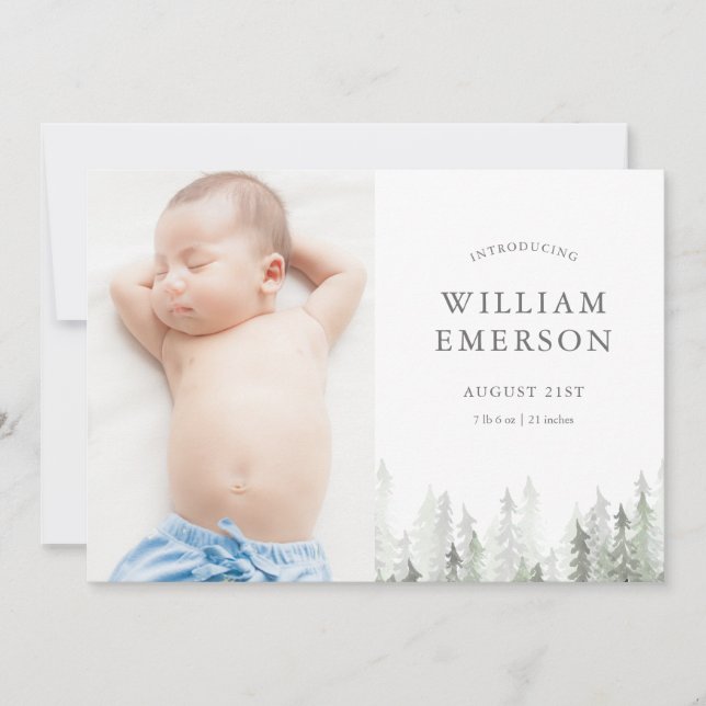 Anúncio de Nascimento da Floresta Pine (Frente)