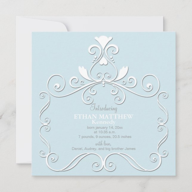 Anúncio de Nascimento da Foto Azul do Pequeno Roya (Frente)