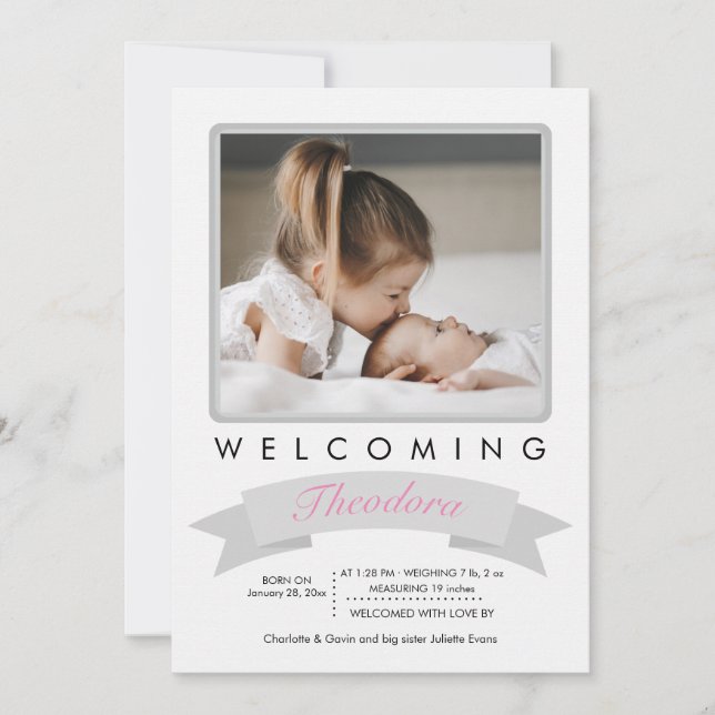 Anúncio de nascimento da Foto Bem-vindo (Frente)