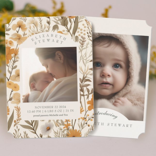 Anúncio de Nascimento da Foto com Flower Fall 2 (Criador carregado)