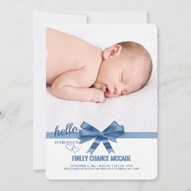 Anúncio de Nascimento da Foto da Faixa Azul (Frente)