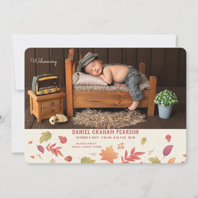 Anúncio de Nascimento da Foto de Chegada de Queda (Frente)